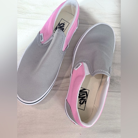 Vans Shoes - Vans Women's Pink and Gray Slip-On Sneakers